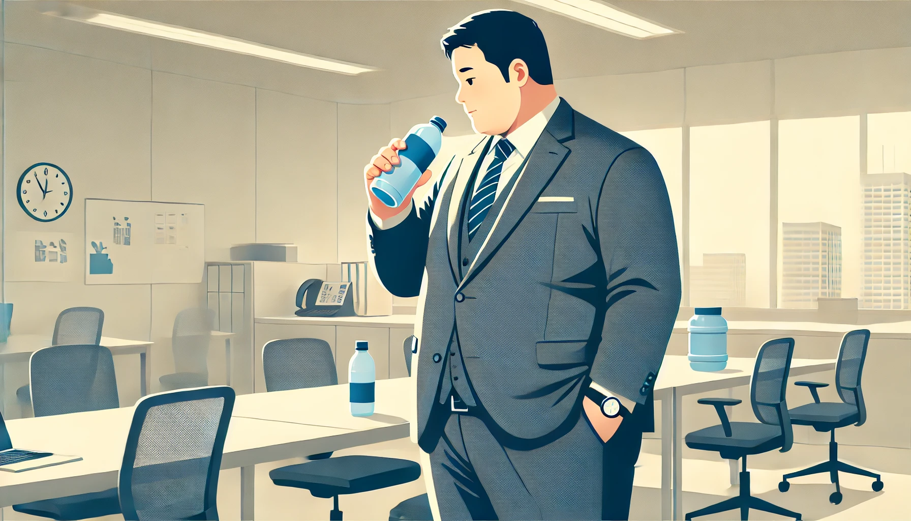 水を飲んで尿酸値を抑えたい男性