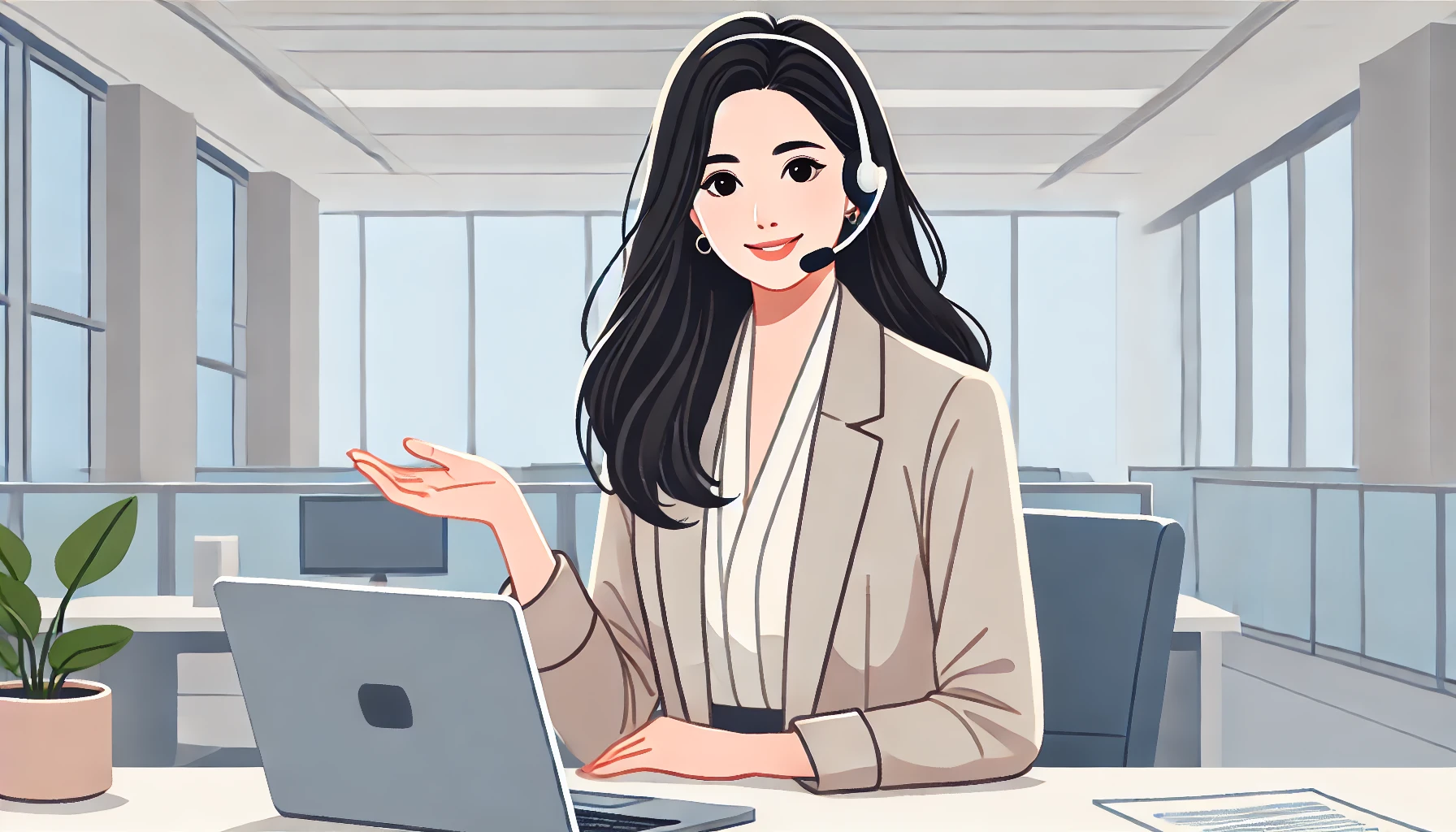オンライン診療を案内する女性